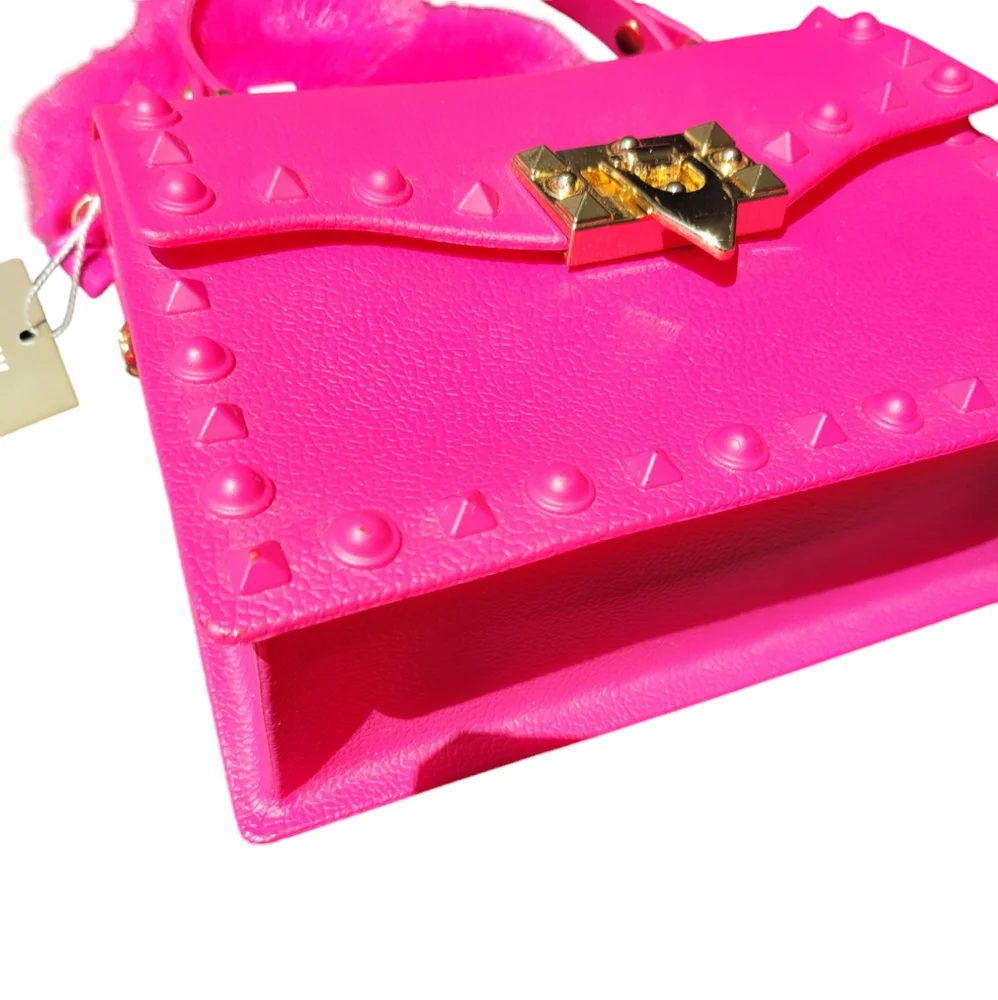 Studded Jelly Small‎ Crossbody Purse/Handbag with Pom USB